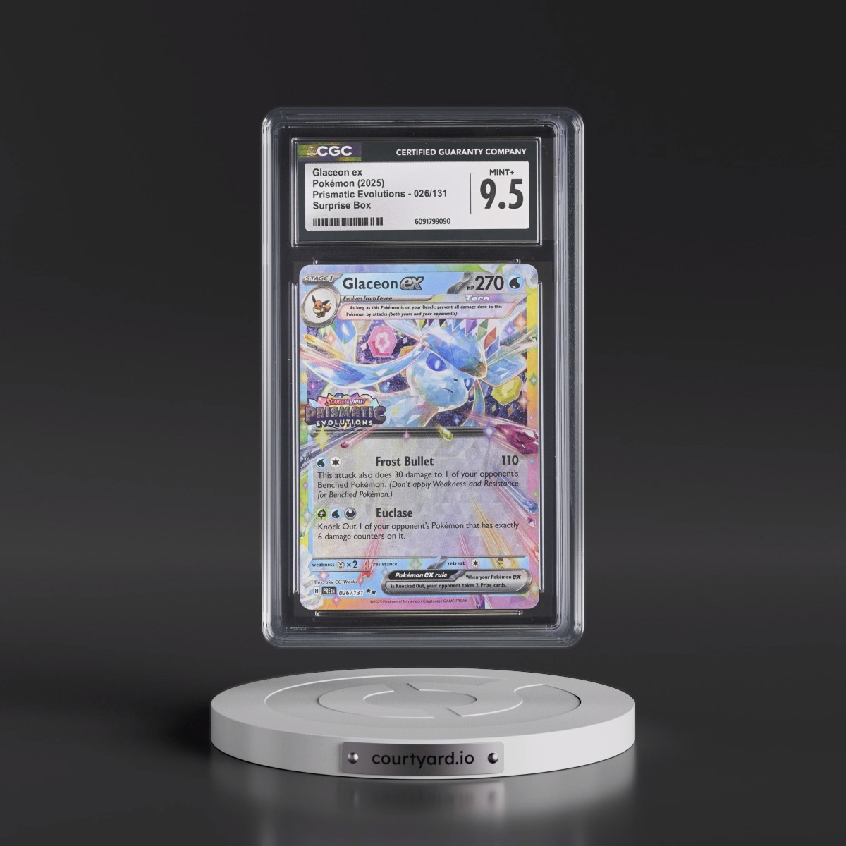 2024 Prismatic Evolutions - PRE EN #026/131 Glaceon ex - Surprise Box (Prismatic Evolutions Stamp) (Holo) (CGC 9.5 MINT+)