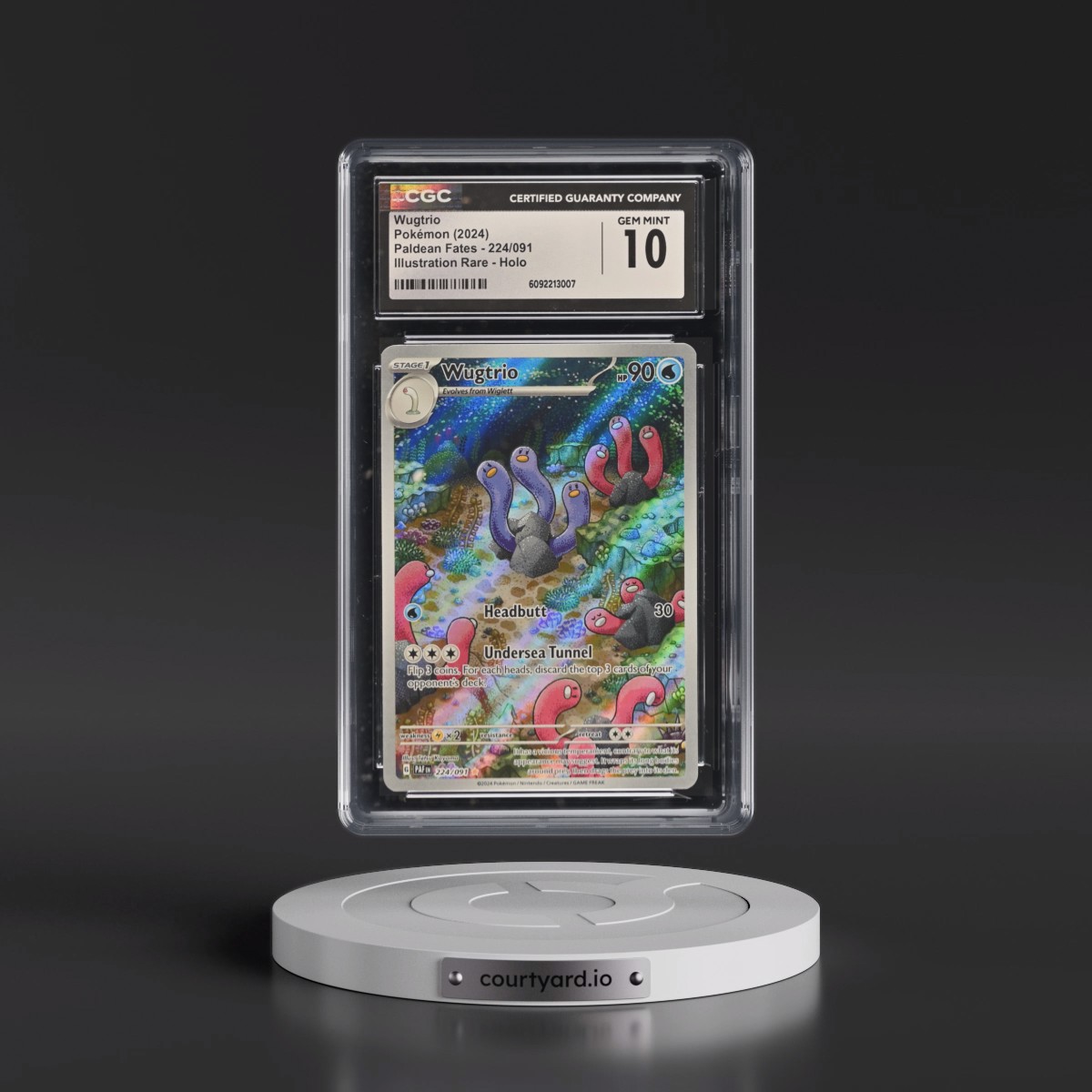2024 Paldean Fates - PAF EN #224/091 Wugtrio - Illustration Rare Holo (CGC 10 GEM MINT)