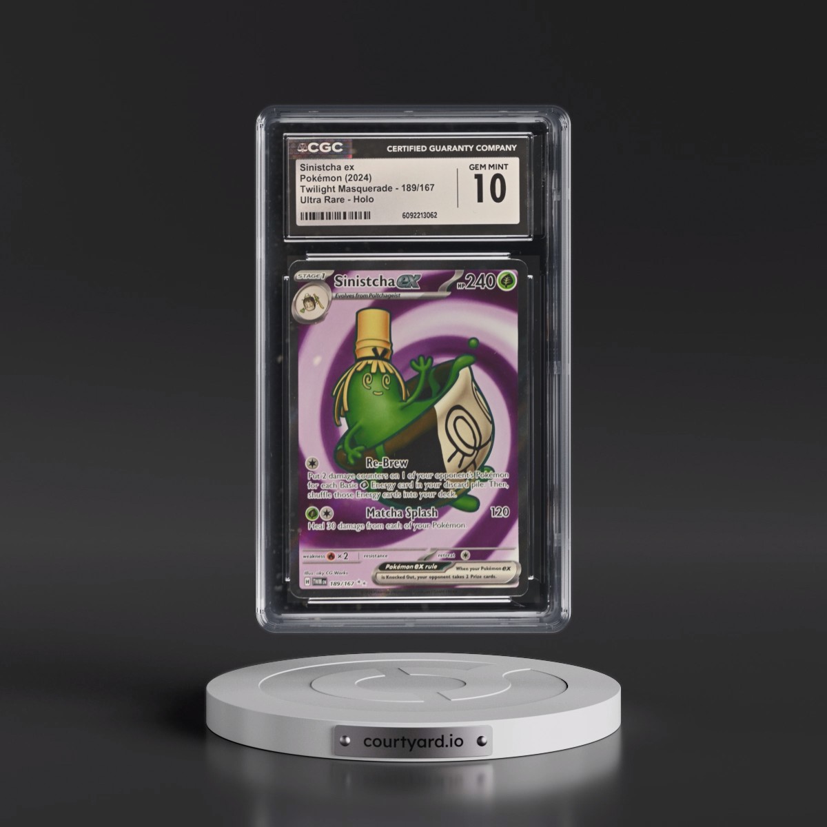 2024 Twilight Masquerade - TWM EN #189/167 Sinistcha ex - Ultra Rare Holo (CGC 10 GEM MINT)