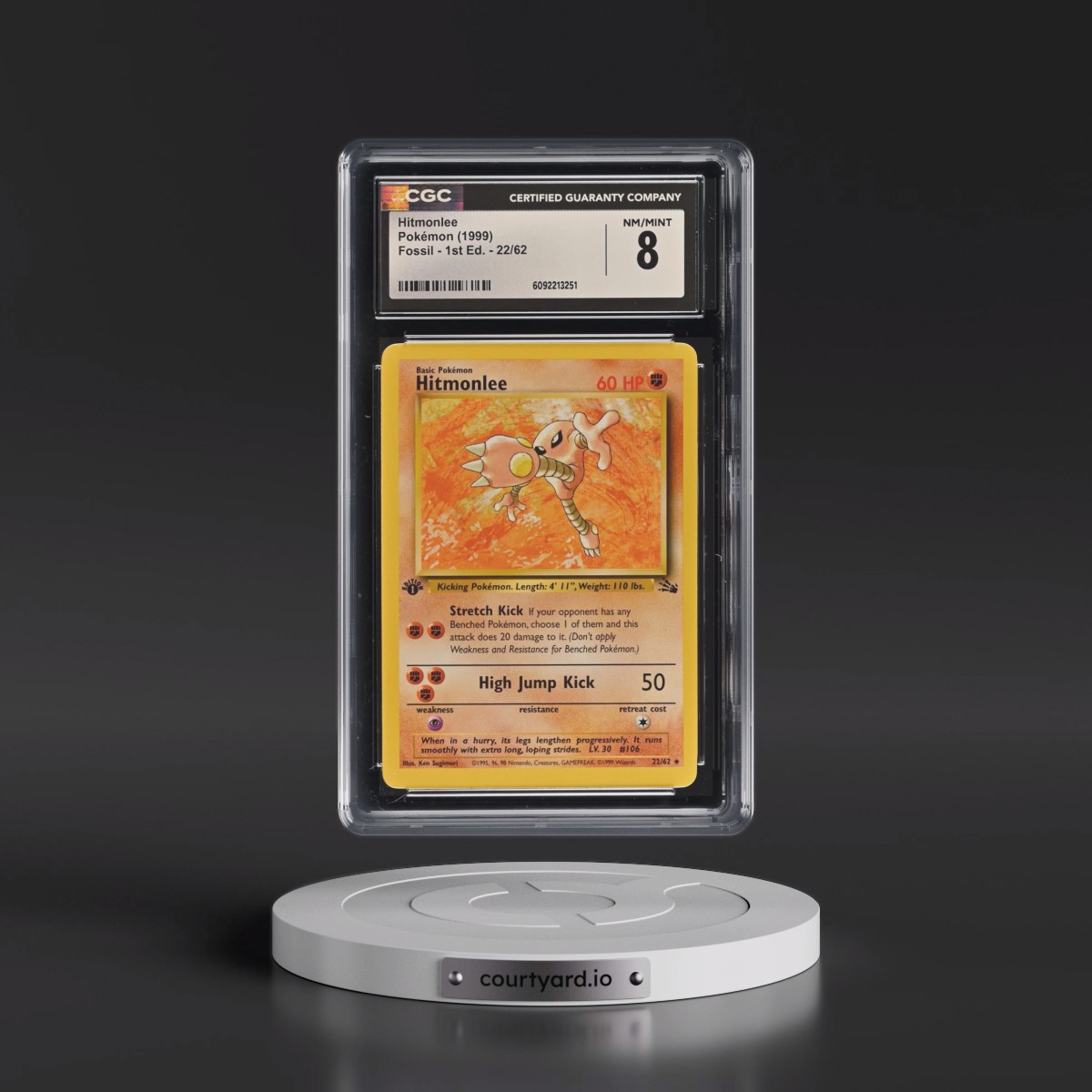 1999 Fossil #22/62 Hitmonlee - 1st Edition 1st Edition (CGC 8 NM-MT)