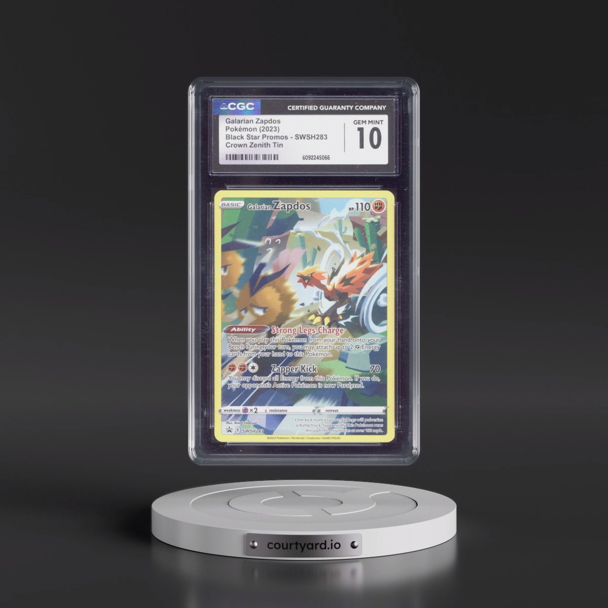 2017 Black Star Promos - Sword & Shield #SWSH283 Galarian Zapdos - Crown Zenith Tin (Holo) (CGC 10 GEM MINT)