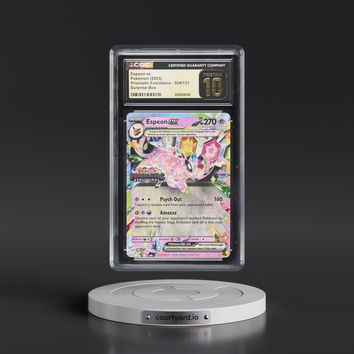 2024 Prismatic Evolutions - PRE EN #034/131 Espeon ex - Surprise Box (Prismatic Evolutions Stamp) (Holo) (CGC 10 PRISTINE)