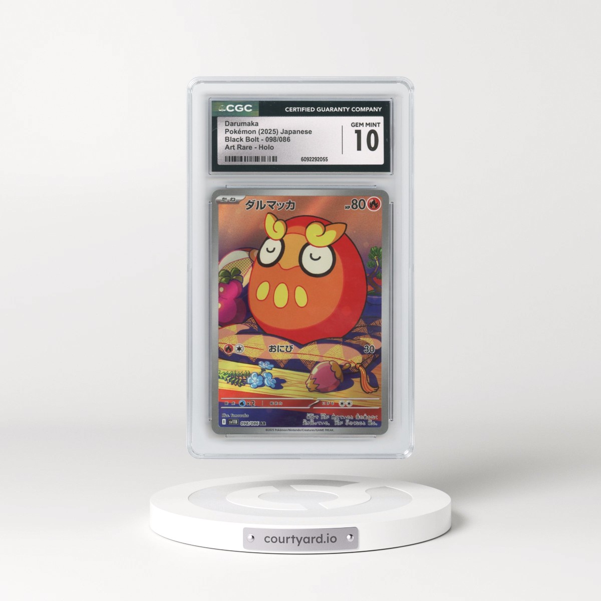 2025 Black Bolt - sv11B #098/086 Darumaka - Art Rare Holo (CGC 10 GEM MINT)