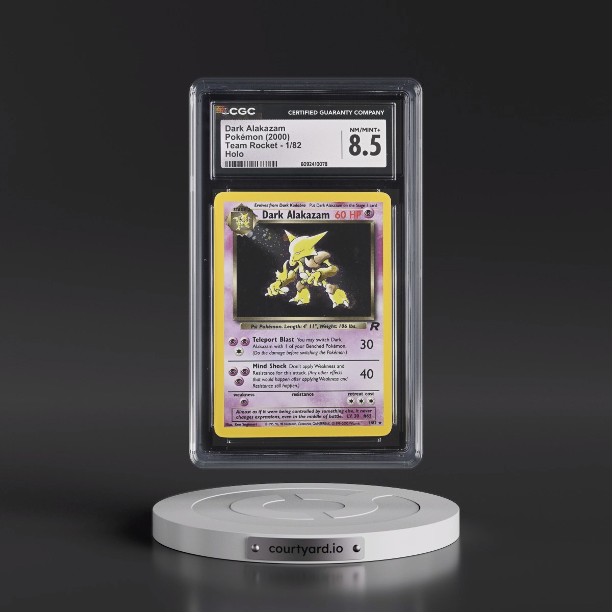 1999 Team Rocket #1/82 Dark Alakazam - Holo (CGC 8.5 NM-MT+)