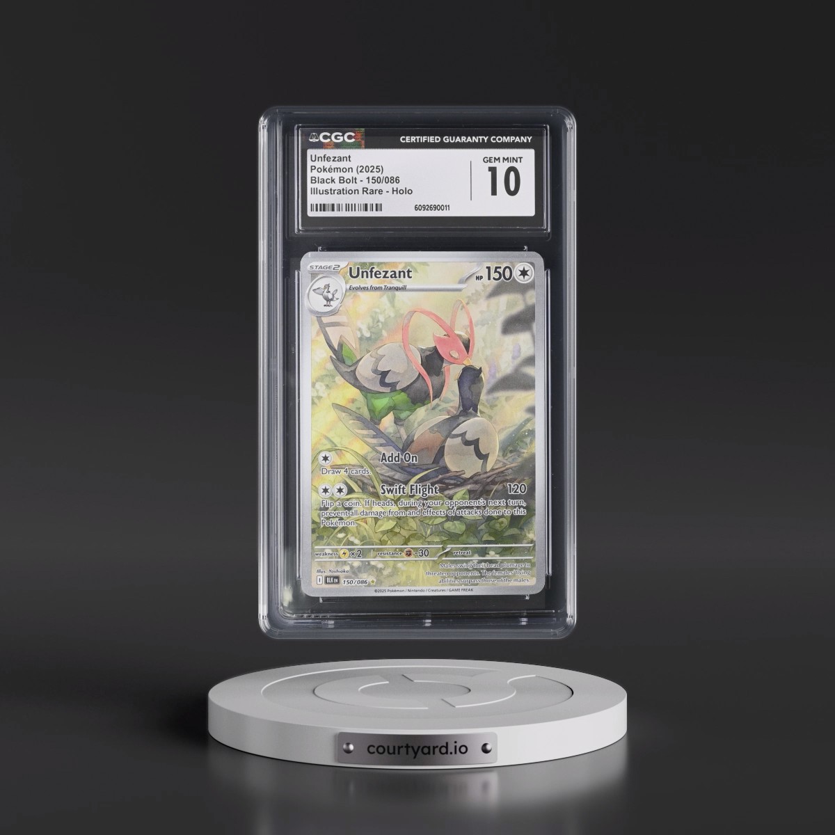 2025 Black Bolt - BLK EN #150/086 Unfezant - Illustration Rare Holo (CGC 10 GEM MINT)