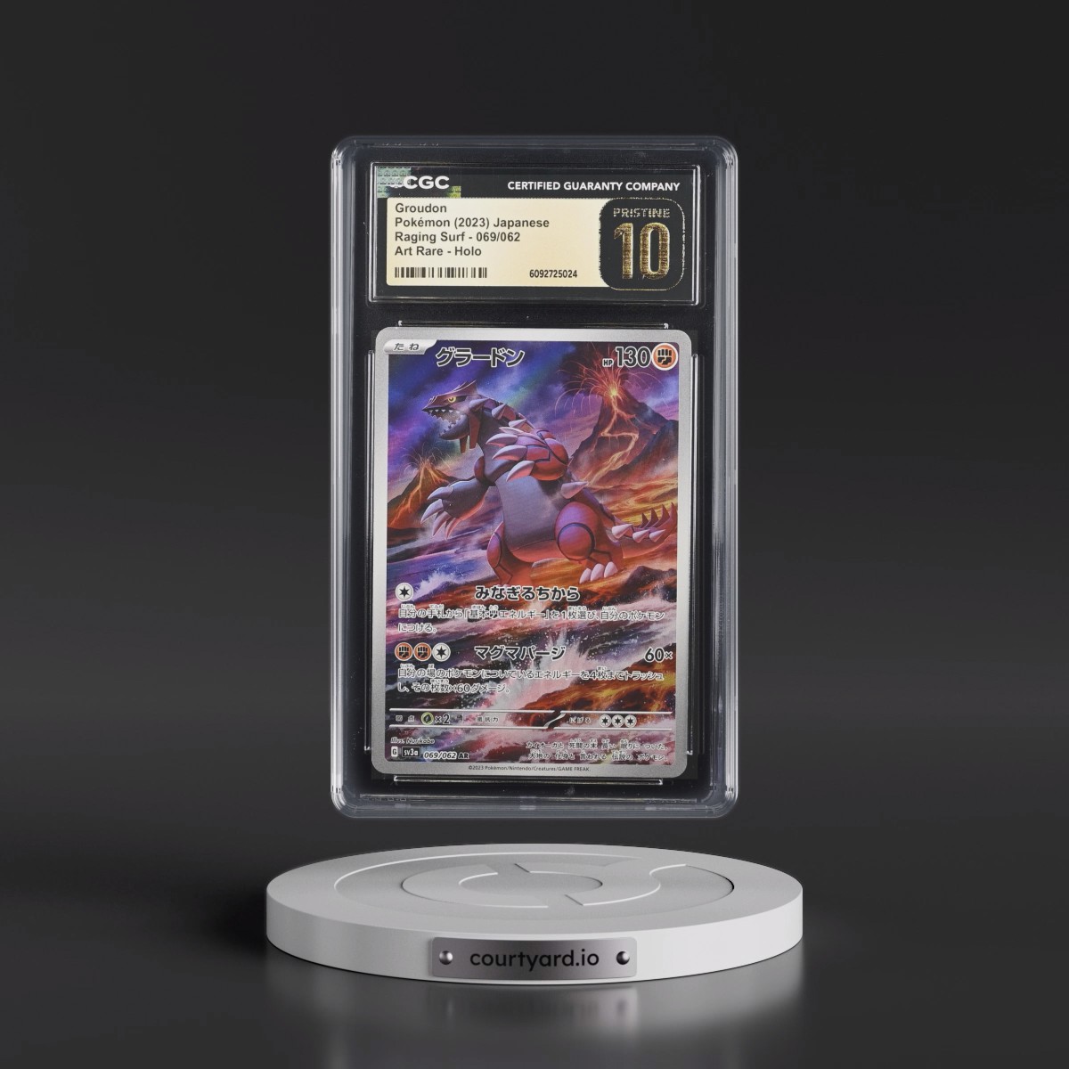2023 Raging Surf #069/062 Groudon - Art Rare Holo (CGC 10 PRISTINE)
