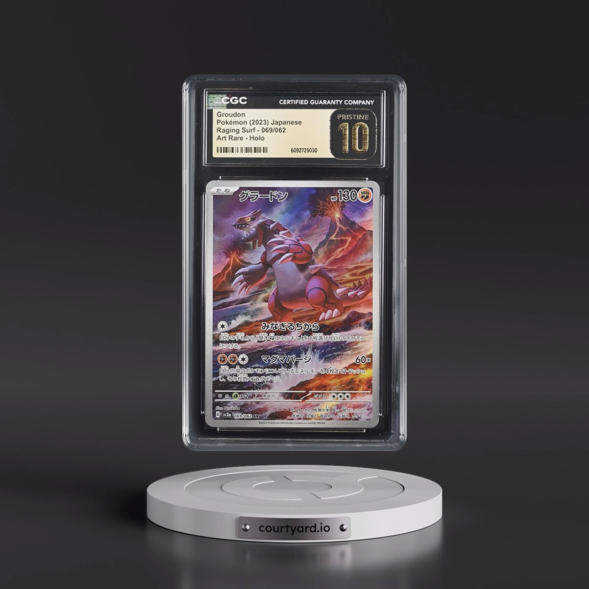 2023 Raging Surf #069/062 Groudon - Art Rare Holo (CGC 10 PRISTINE)