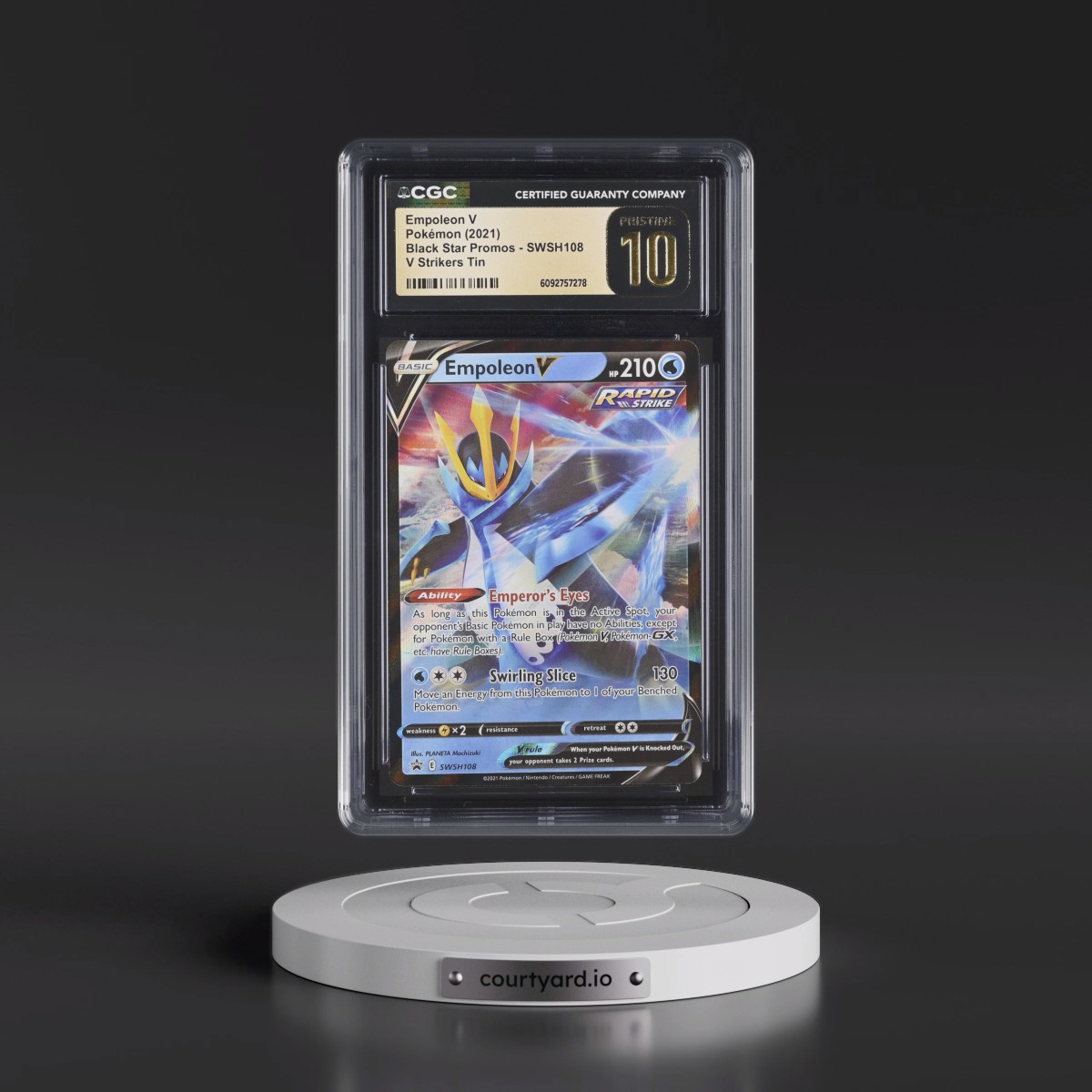 2017 Black Star Promos - Sword & Shield #SWSH108 Empoleon V - V Strikers Tin (Holo) (CGC 10 PRISTINE)