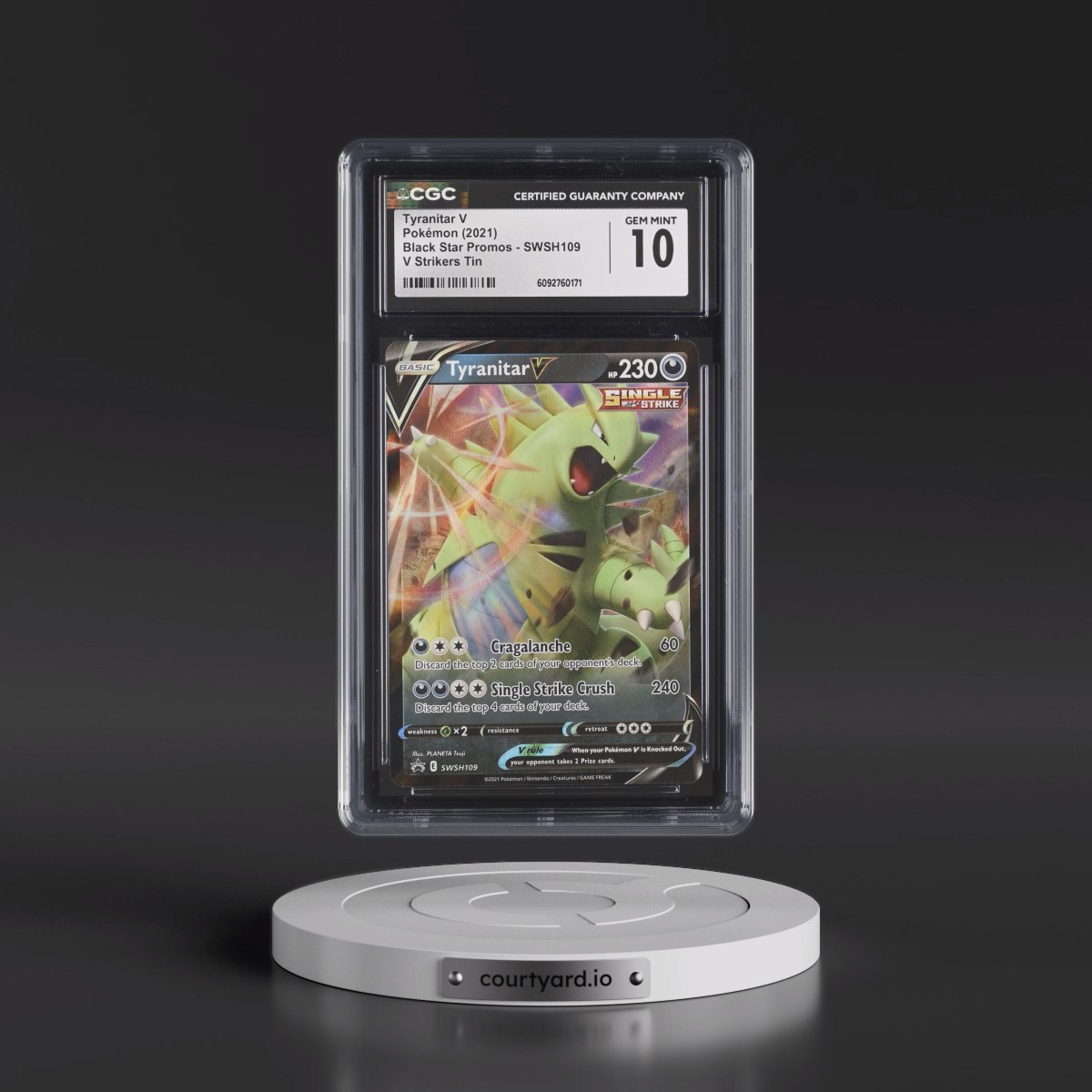 2017 Black Star Promos - Sword & Shield #SWSH109 Tyranitar V - Holo V Strikers Tin (CGC 10 GEM MINT)