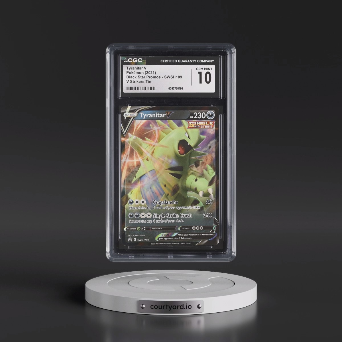 2017 Black Star Promos - Sword & Shield #SWSH109 Tyranitar V - Holo V Strikers Tin (CGC 10 GEM MINT)