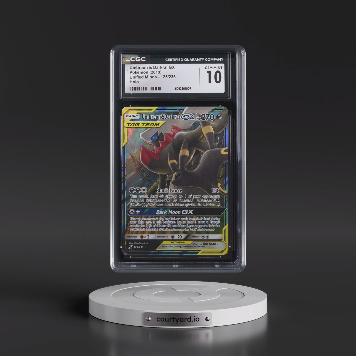 2019 Unified Minds #125/236 Umbreon &amp; Darkrai GX - Holo (CGC 10 GEM MINT)