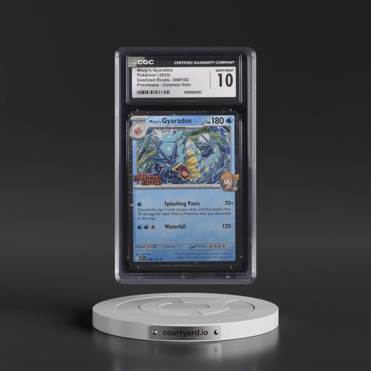 2025 Destined Rivals - DRI EN #049/182 Misty's Gyarados - Prerelease (Cosmos Holo) (CGC 10 GEM MINT)