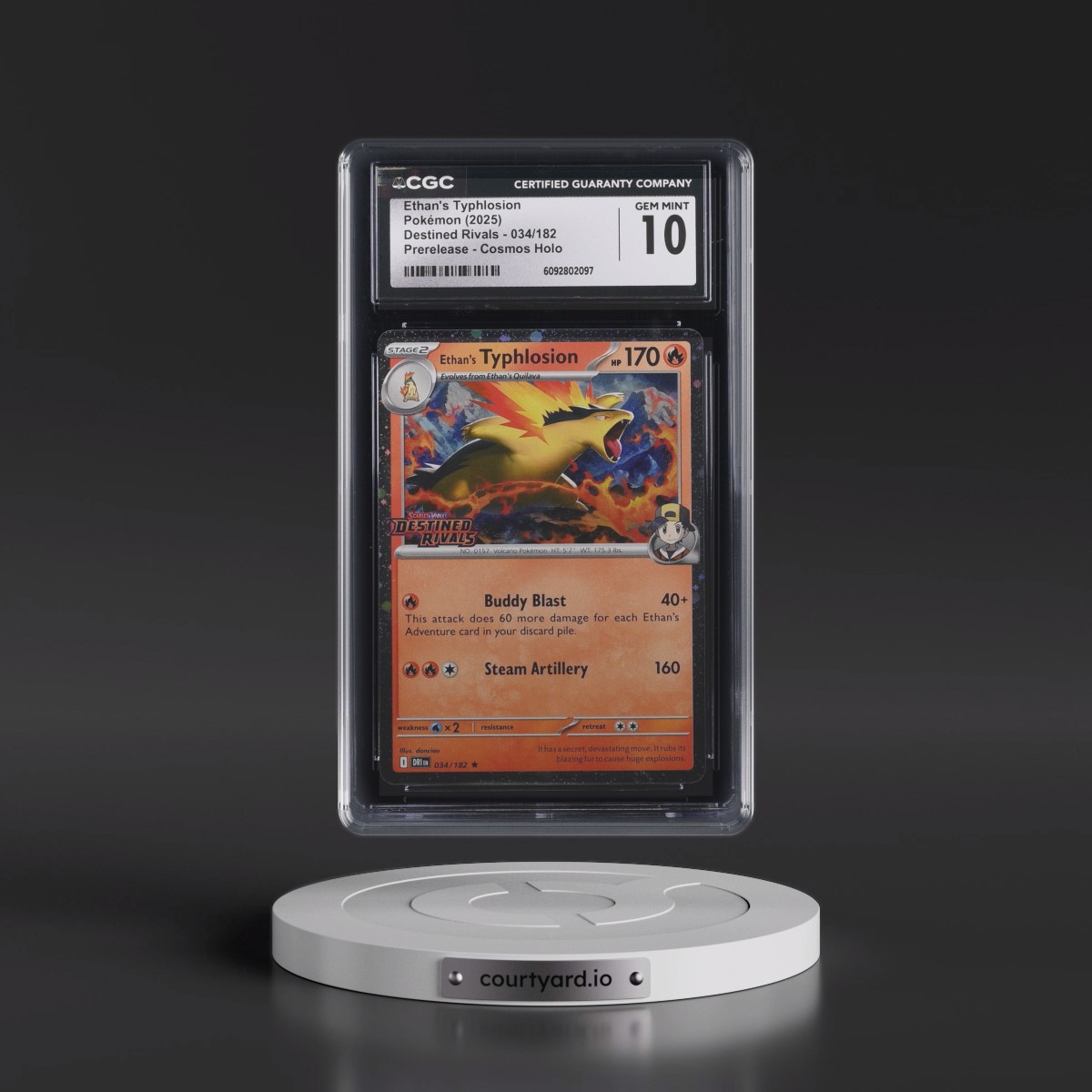 2025 Destined Rivals - DRI EN #034/182 Ethan's Typhlosion - Prerelease (Cosmos Holo) (CGC 10 GEM MINT)