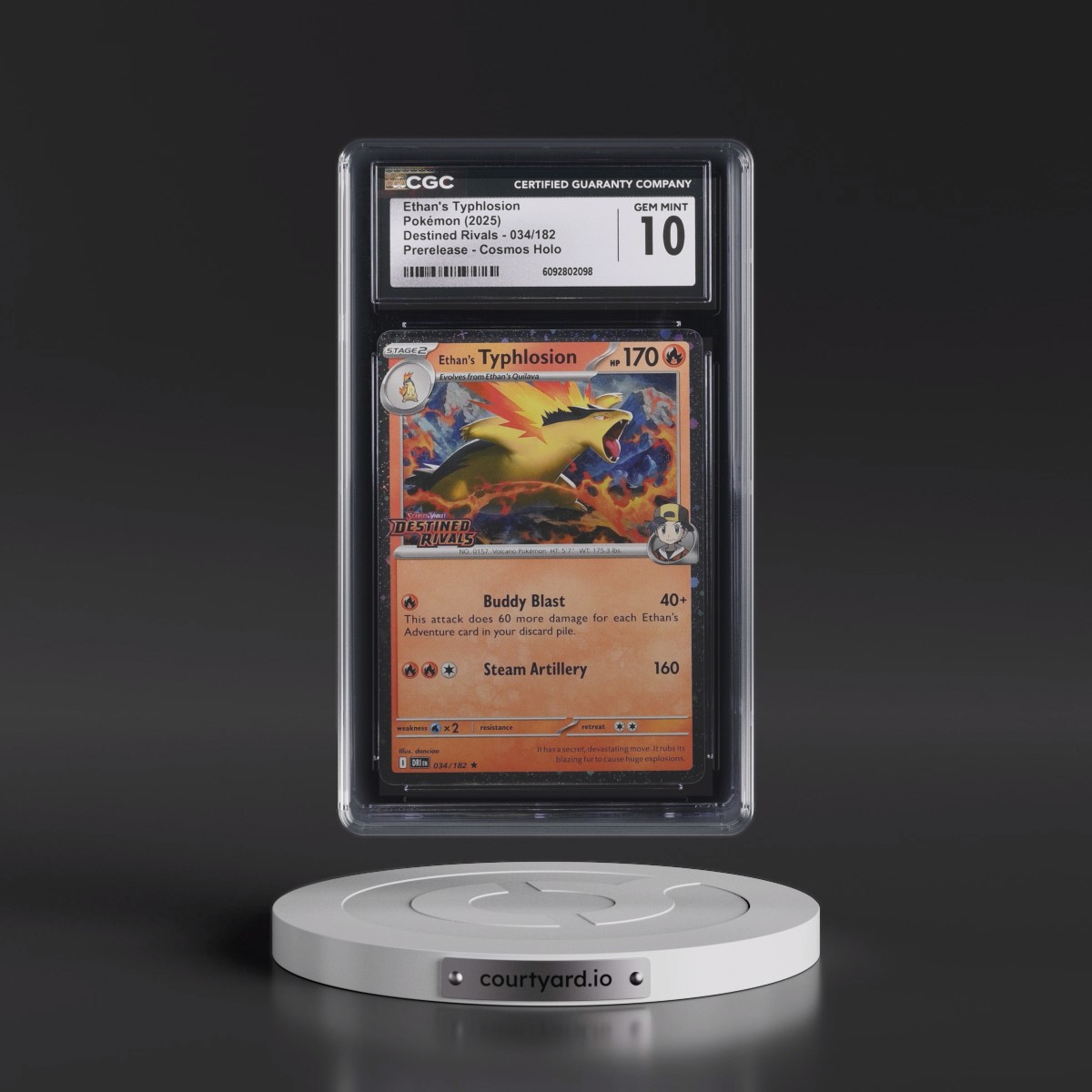2025 Destined Rivals - DRI EN #034/182 Ethan's Typhlosion - Prerelease (Cosmos Holo) (CGC 10 GEM MINT)