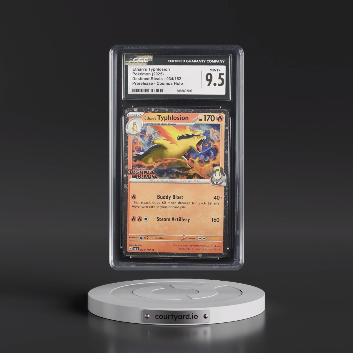 2025 Destined Rivals - DRI EN #034/182 Ethan's Typhlosion - Prerelease (Cosmos Holo) (CGC 9.5 MINT+)