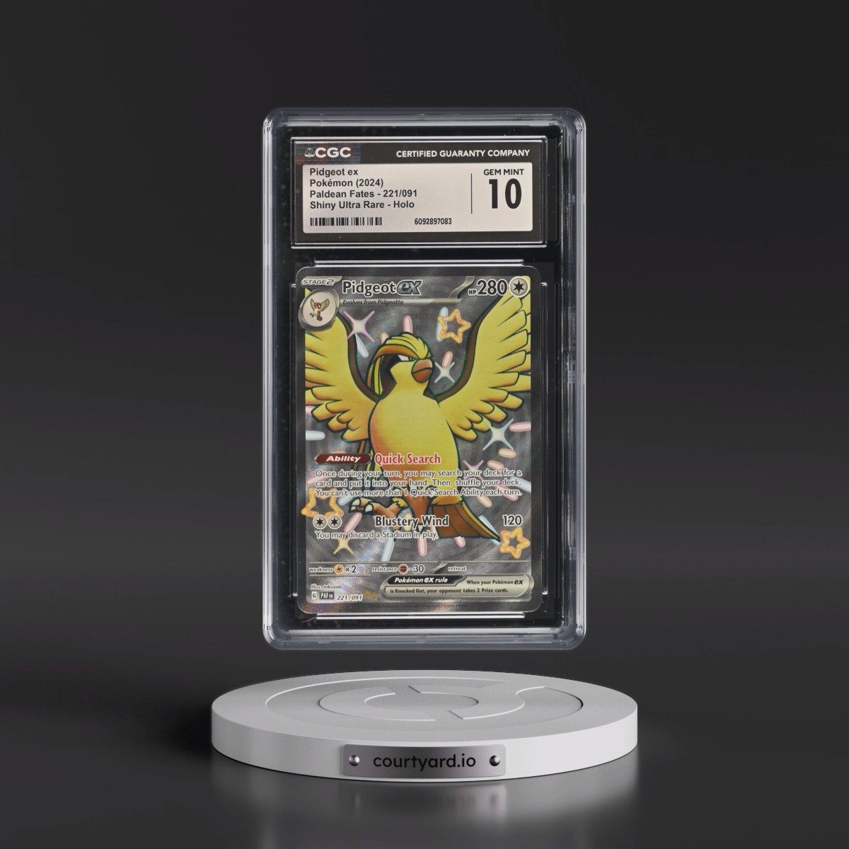 2024 Paldean Fates - PAF EN #221/091 Pidgeot ex - Shiny Ultra Rare Holo (CGC 10 GEM MINT)