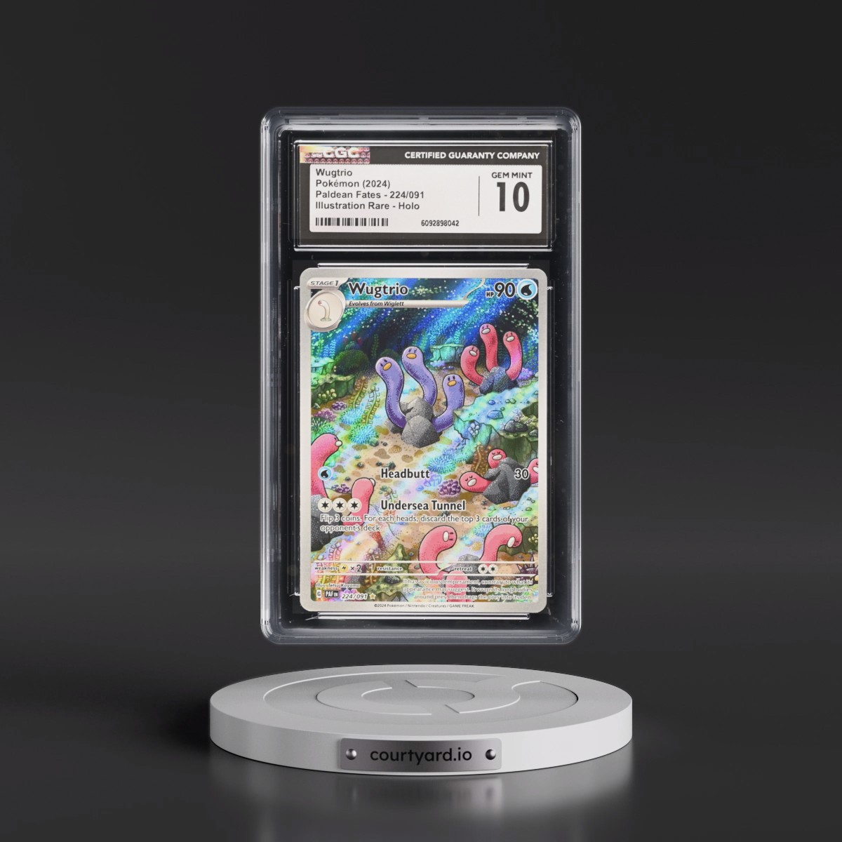 2024 Paldean Fates - PAF EN #224/091 Wugtrio - Illustration Rare Holo (CGC 10 GEM MINT)