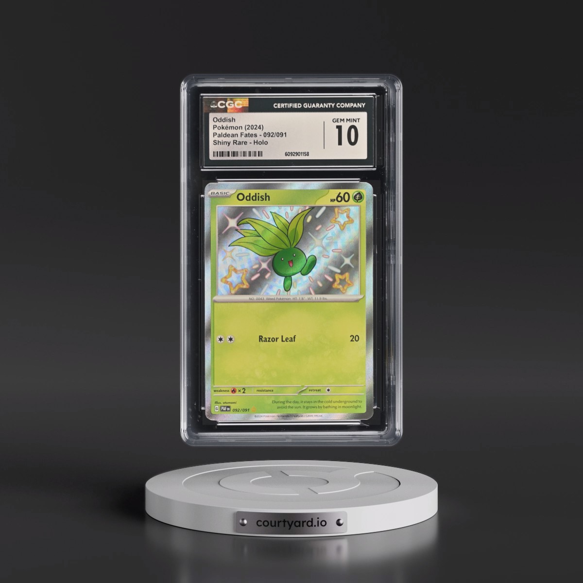 2024 Paldean Fates - PAF EN #092/091 Oddish - Shiny Rare Holo (CGC 10 GEM MINT)