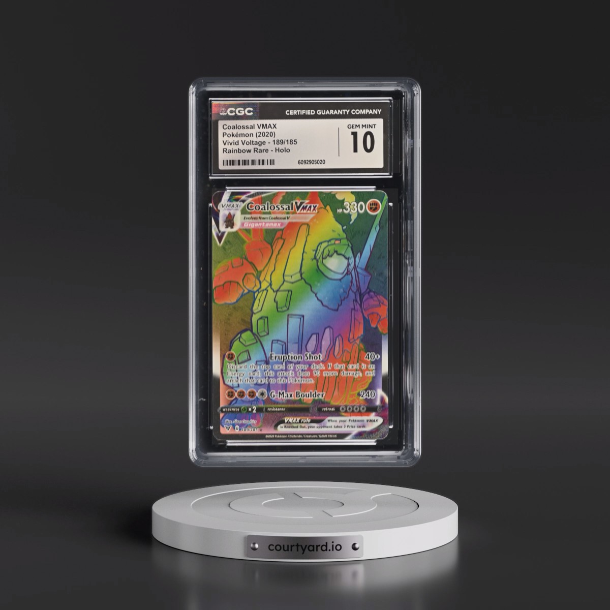 2020 Vivid Voltage #189/185 Coalossal VMAX - Rainbow Rare Holo (CGC 10 GEM MINT)