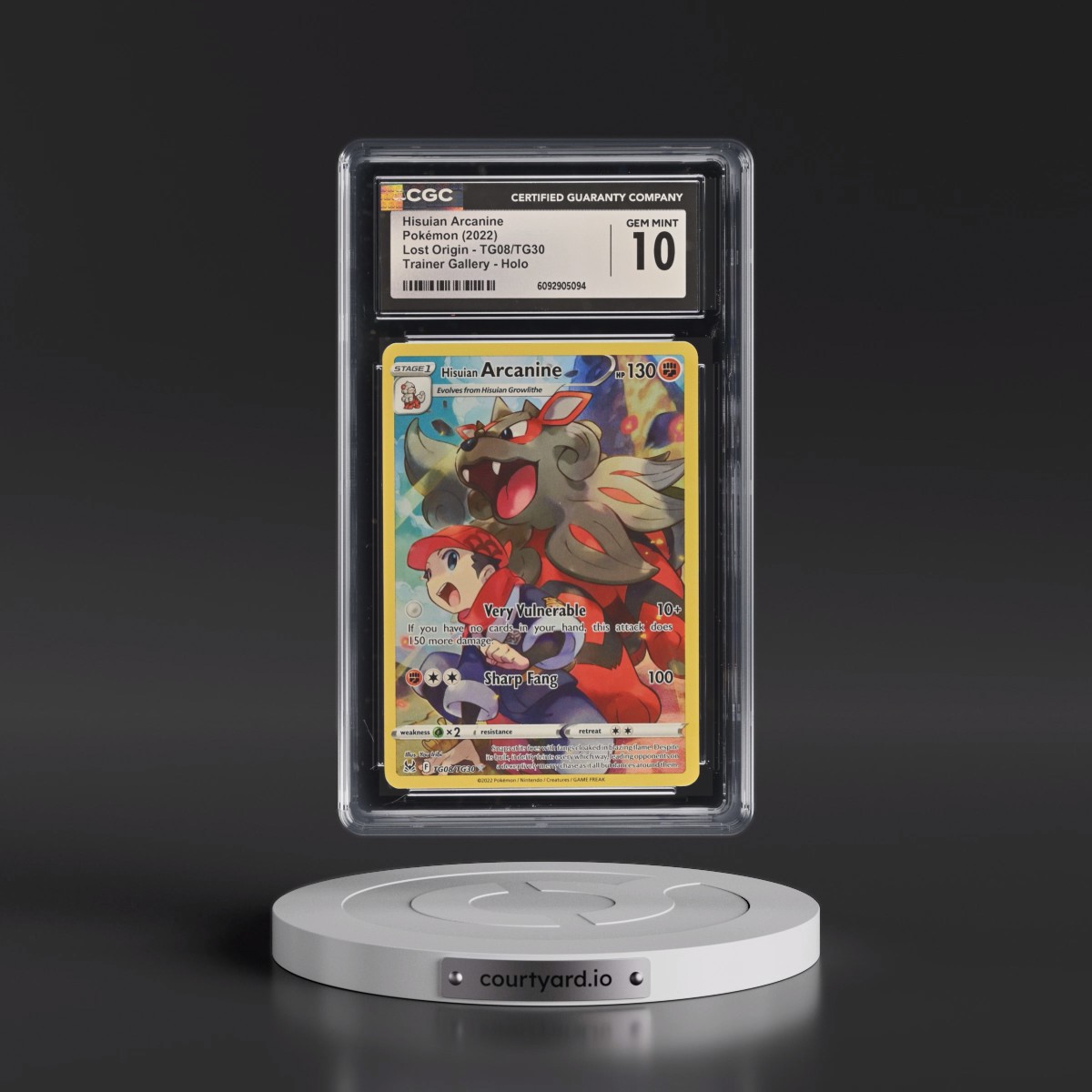 2022 Lost Origin #TG08/TG30 Hisuian Arcanine - Trainer Gallery Holo (CGC 10 GEM MINT)