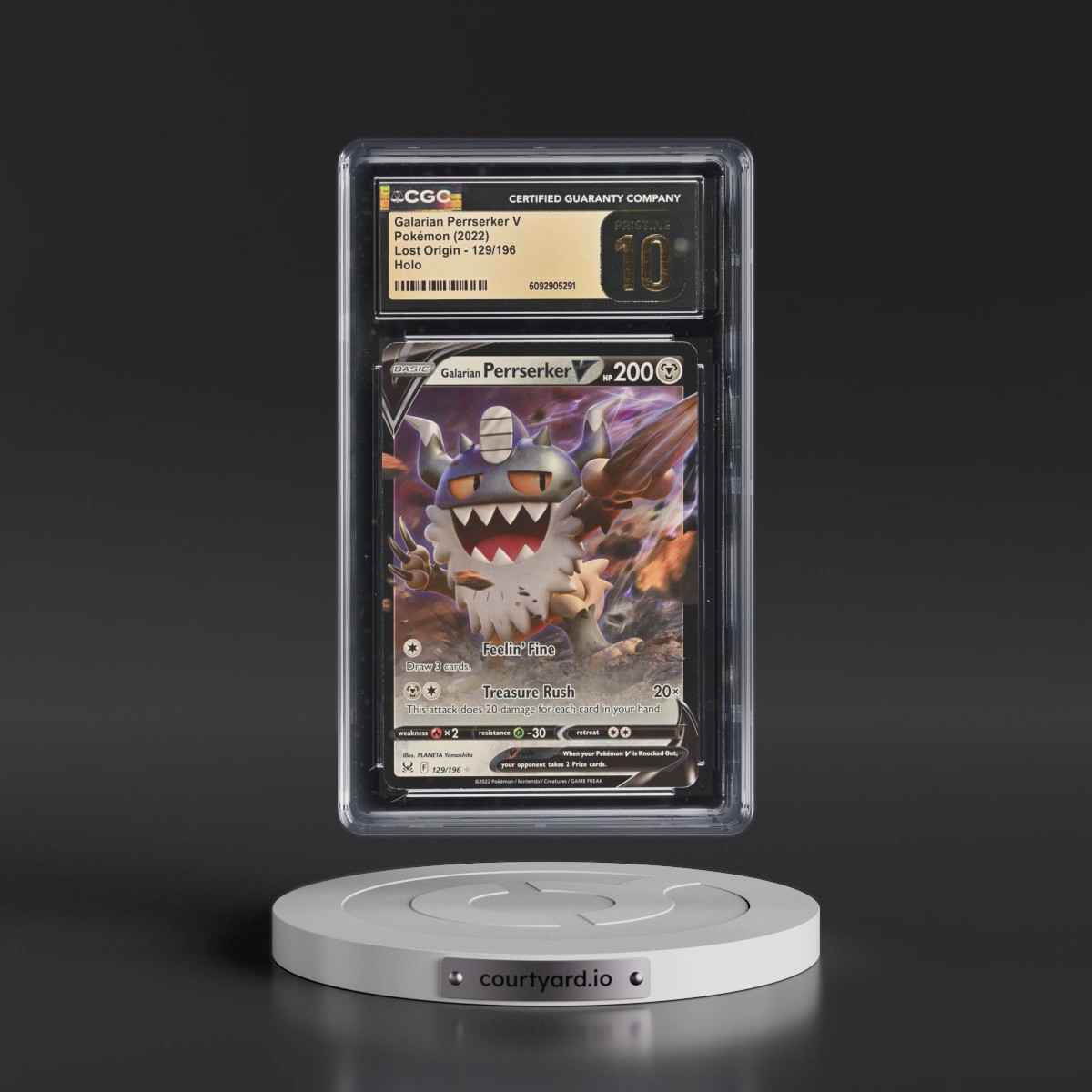 2022 Lost Origin #129/196 Galarian Perrserker V - Holo (CGC 10 PRISTINE)