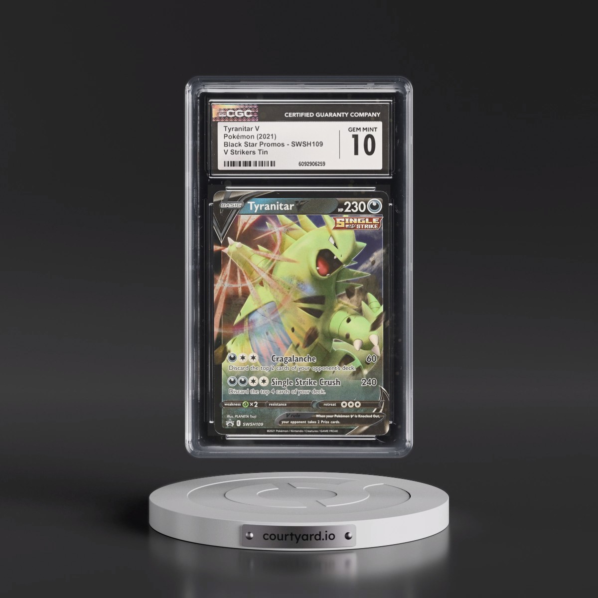 2017 Black Star Promos - Sword & Shield #SWSH109 Tyranitar V - Holo V Strikers Tin (CGC 10 GEM MINT)