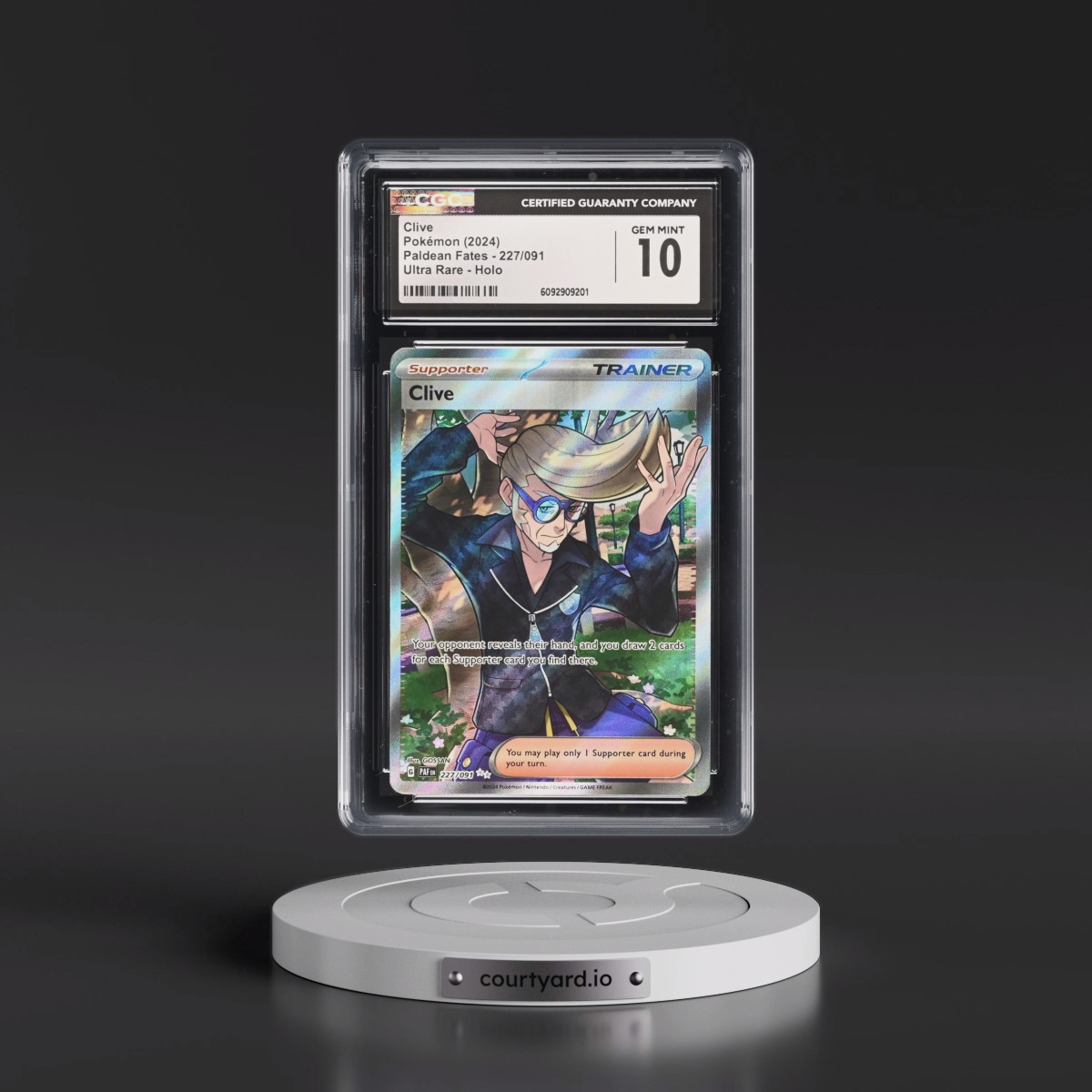 2024 Paldean Fates - PAF EN #227/091 Clive - Ultra Rare Holo (CGC 10 GEM MINT)