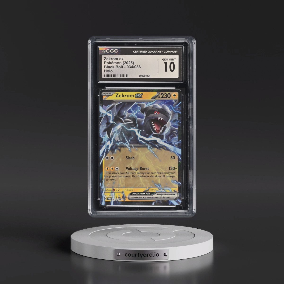 2025 Black Bolt - BLK EN #034/086 Zekrom ex - Holo (CGC 10 GEM MINT)
