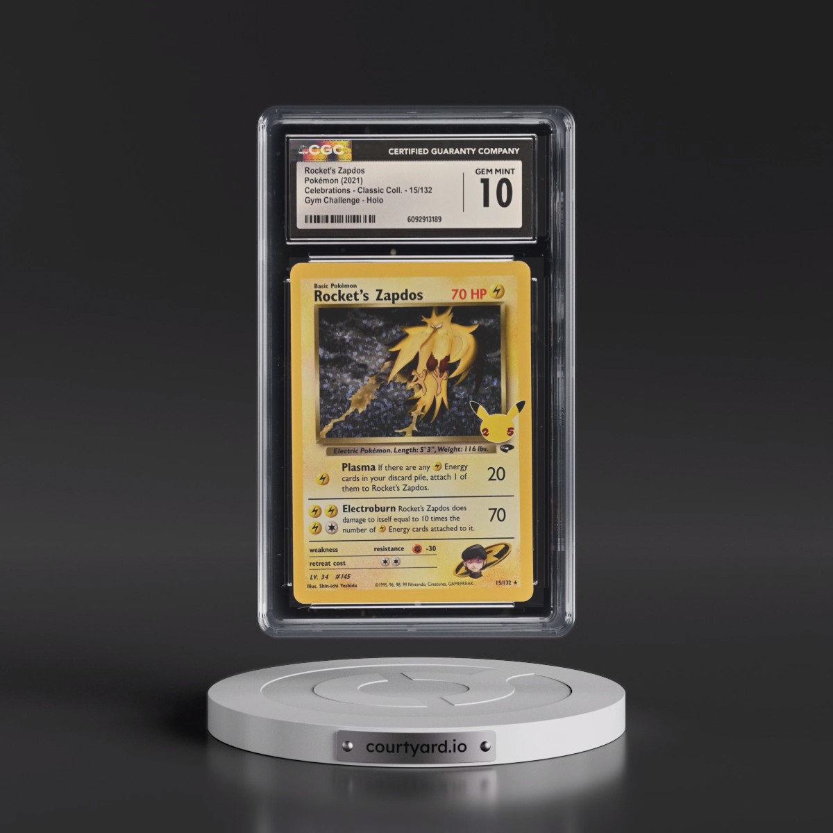 2021 Celebrations - Classic Collection #15/132 Rocket's Zapdos - Gym Challenge Holo (CGC 10 GEM MINT)