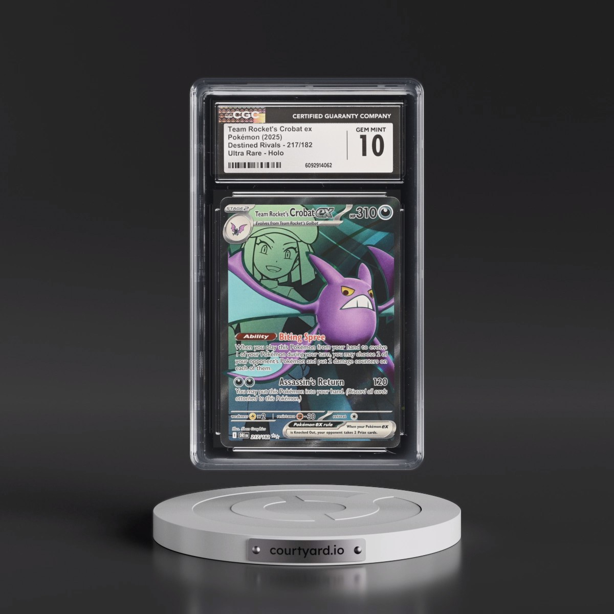2025 Destined Rivals - DRI EN #217/182 Team Rocket's Crobat ex - Ultra Rare Holo (CGC 10 GEM MINT)