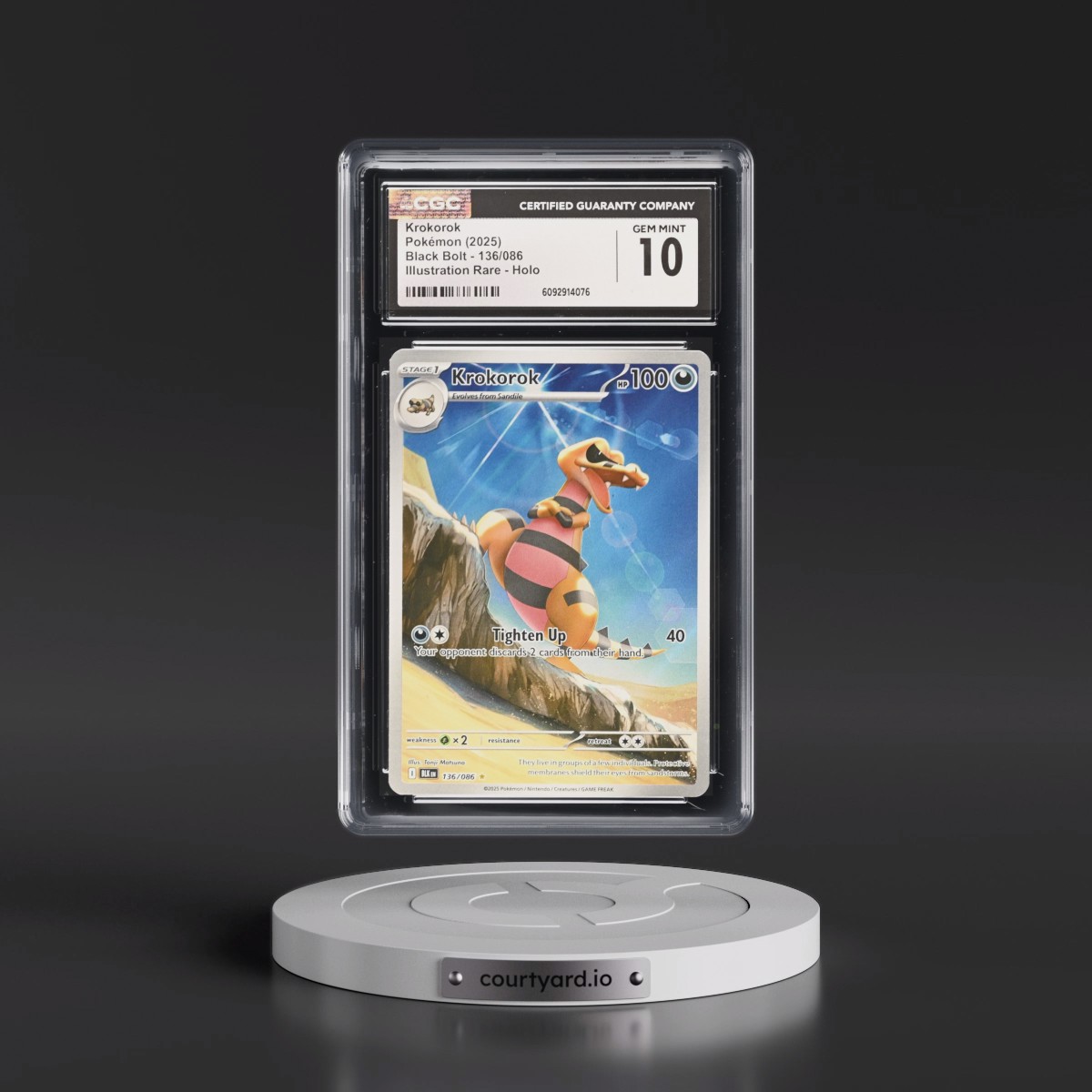 2025 Black Bolt - BLK EN #136/086 Krokorok - Illustration Rare Holo (CGC 10 GEM MINT)
