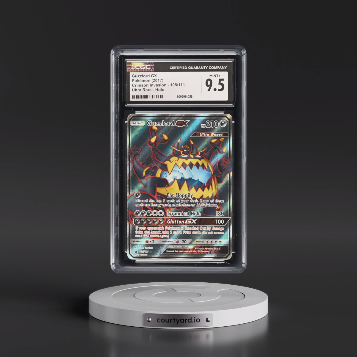 2017 Crimson Invasion #105/111 Guzzlord GX - Ultra Rare Holo (CGC 9.5 MINT+)