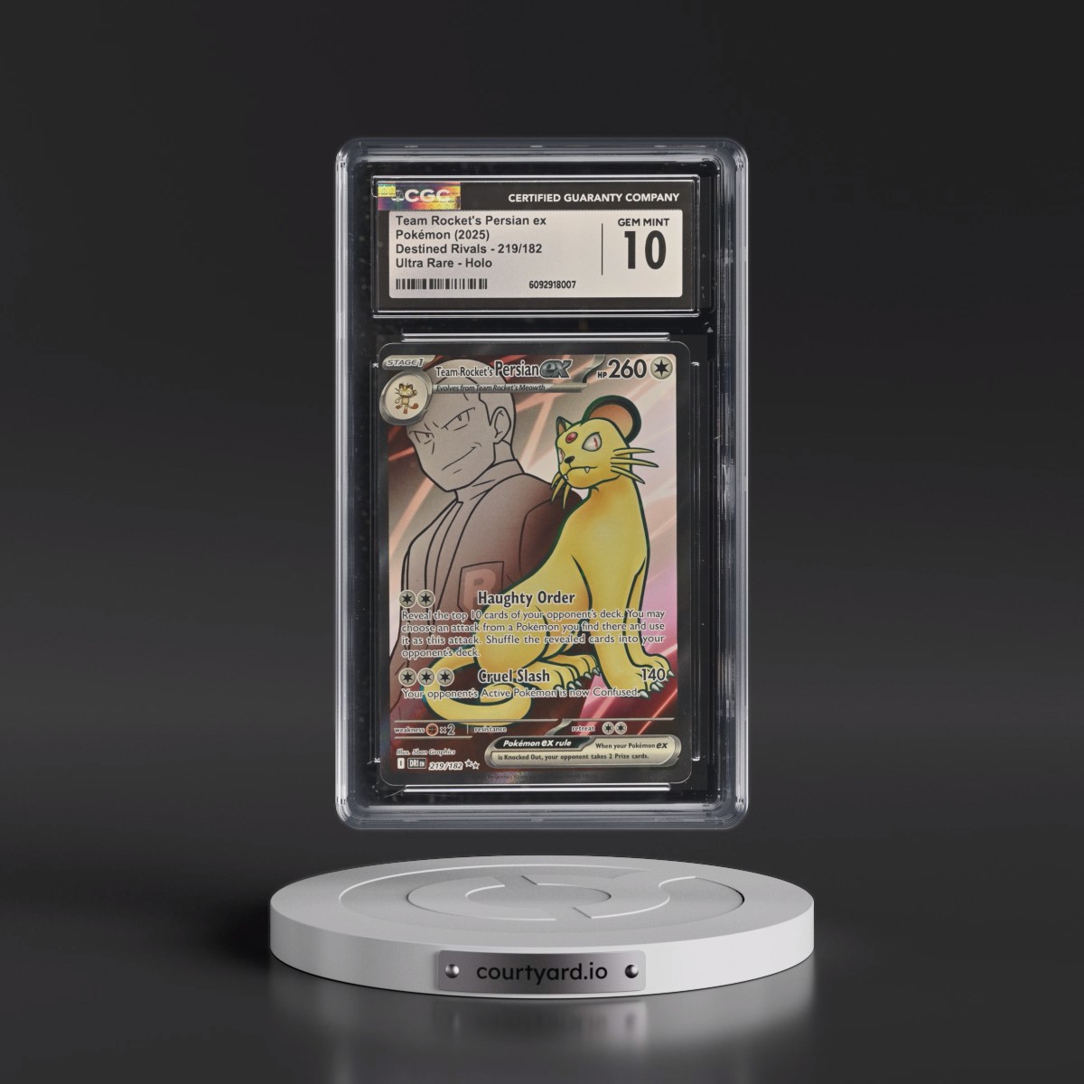 2025 Destined Rivals - DRI EN #219/182 Team Rocket's Persian ex - Ultra Rare Holo (CGC 10 GEM MINT)