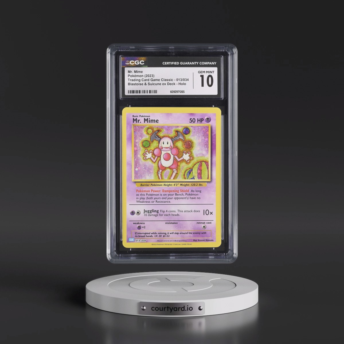 2023 Trading Card Game Classic - CLV, CLC, CLB #013/034 Mr. Mime - Blastoise & Suicune ex Deck - CLB Holo (CGC 10 GEM MINT)