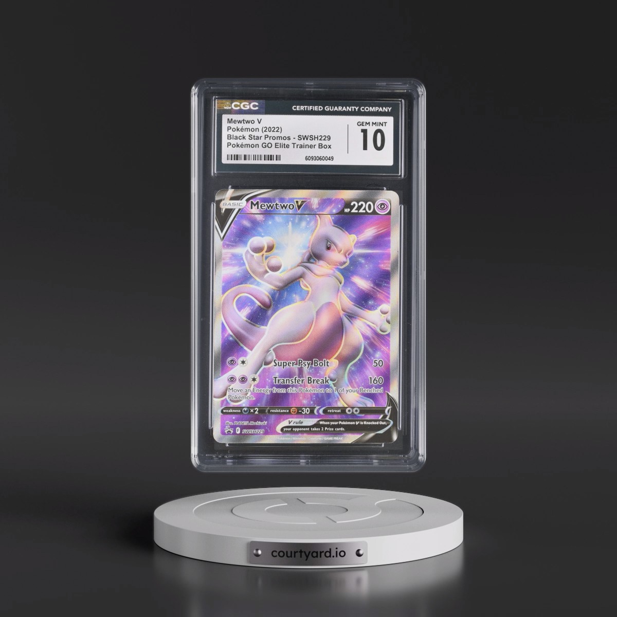 2017 Black Star Promos - Sword & Shield #SWSH229 Mewtwo V - Pokémon GO Elite Trainer Box (Holo) (CGC 10 GEM MINT)