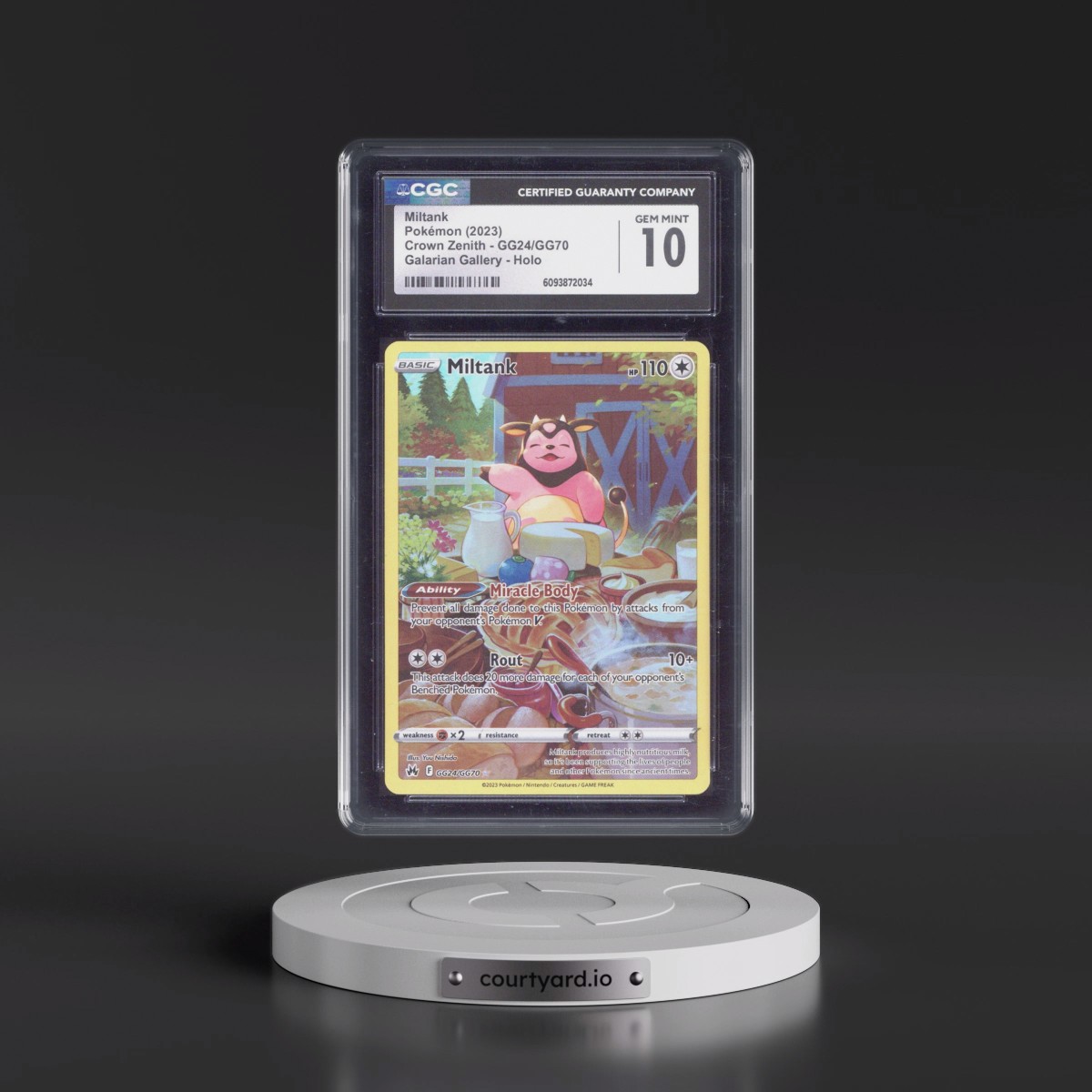 2023 Crown Zenith #GG24/GG70 Miltank - Galarian Gallery Holo (CGC 10 GEM MINT)
