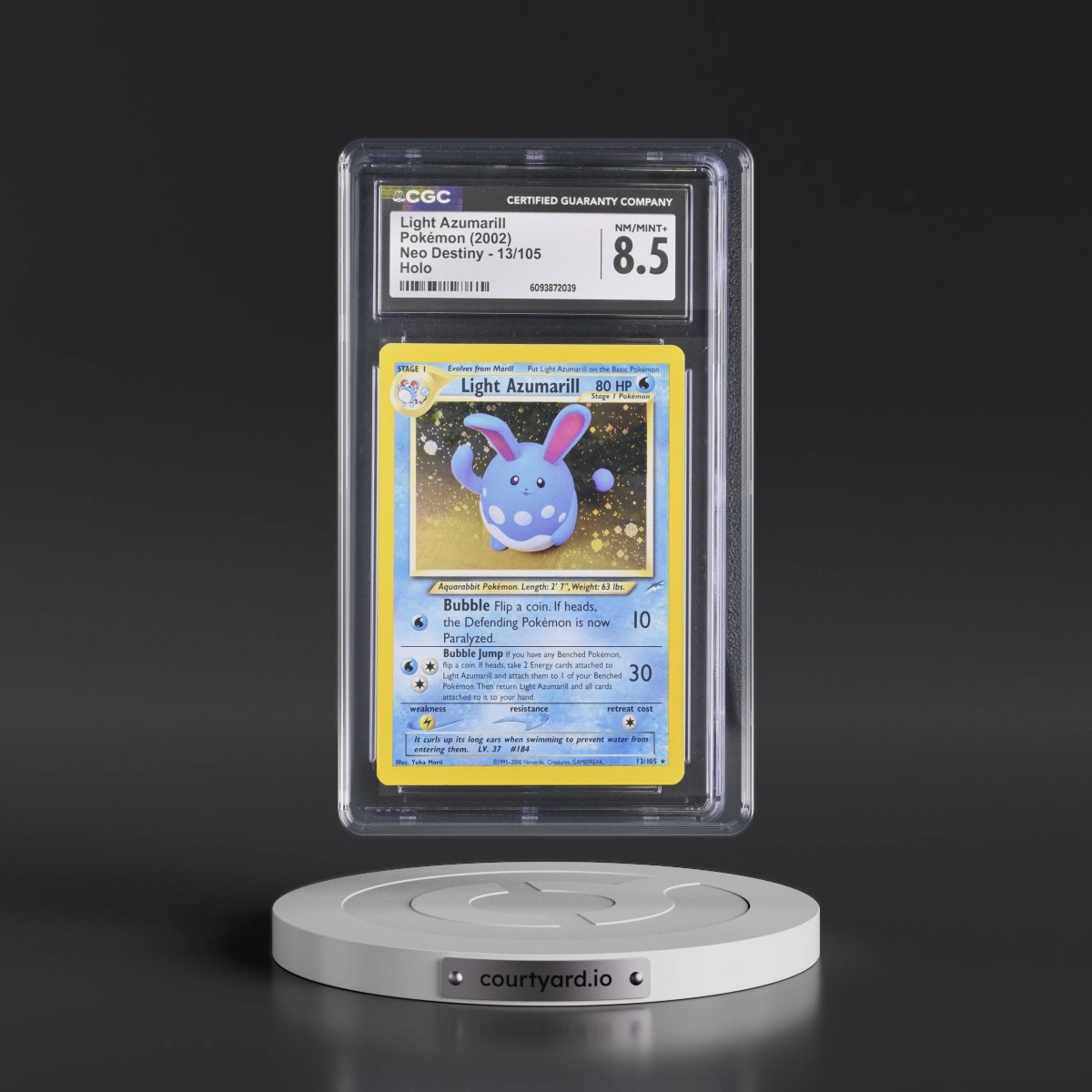 2002 Neo Destiny #13/105 Light Azumarill - Holo (CGC 8.5 NM-MT+)