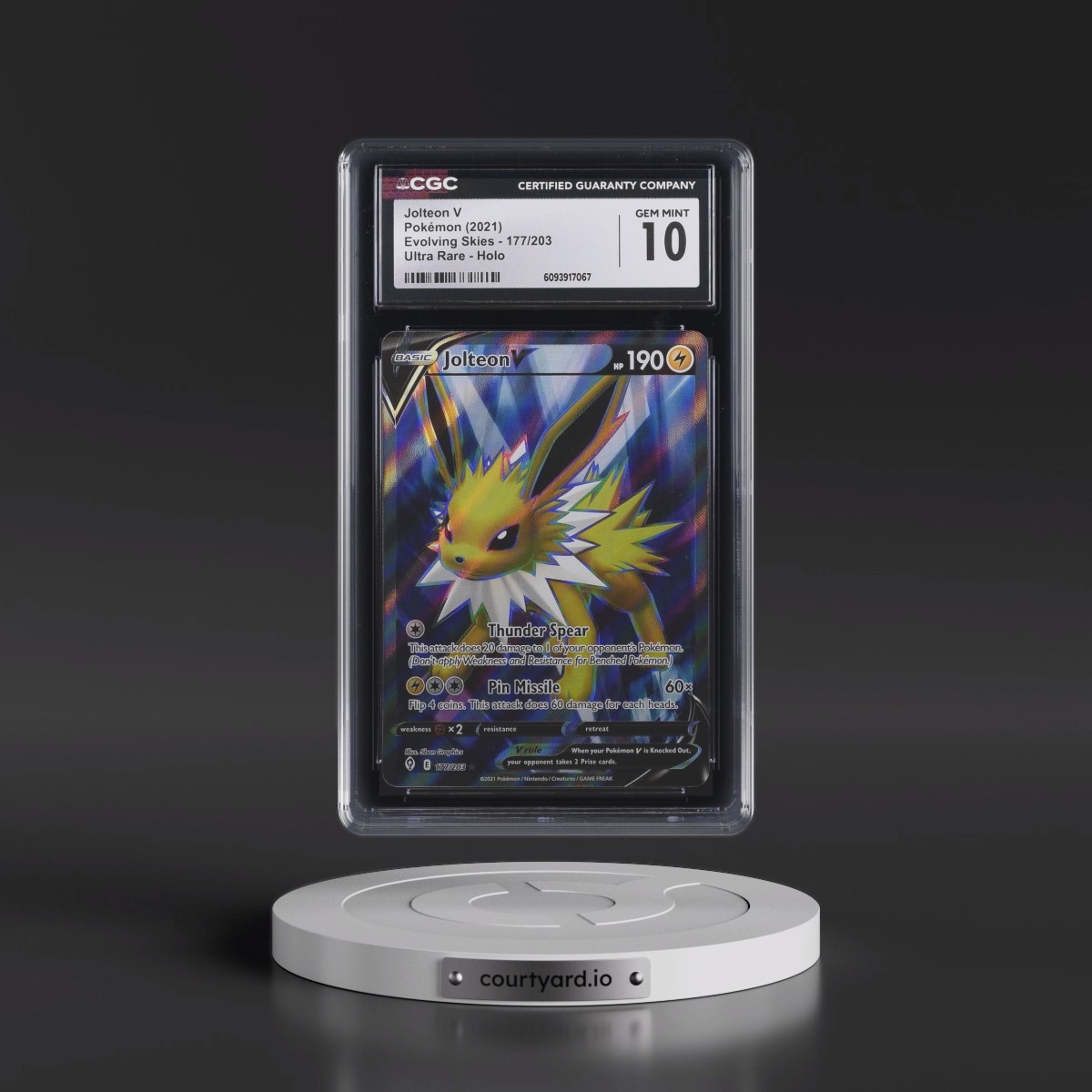 2021 Evolving Skies #177/203 Jolteon V - Ultra Rare Holo (CGC 10 GEM MINT)