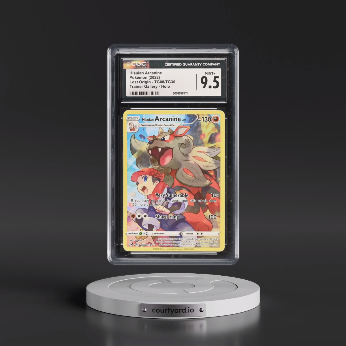 2022 Lost Origin #TG08/TG30 Hisuian Arcanine - Trainer Gallery Holo (CGC 9.5 MINT+)