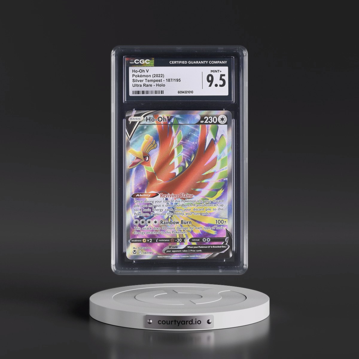 2022 Silver Tempest #187/195 Ho-Oh V - Ultra Rare Holo (CGC 9.5 MINT+)