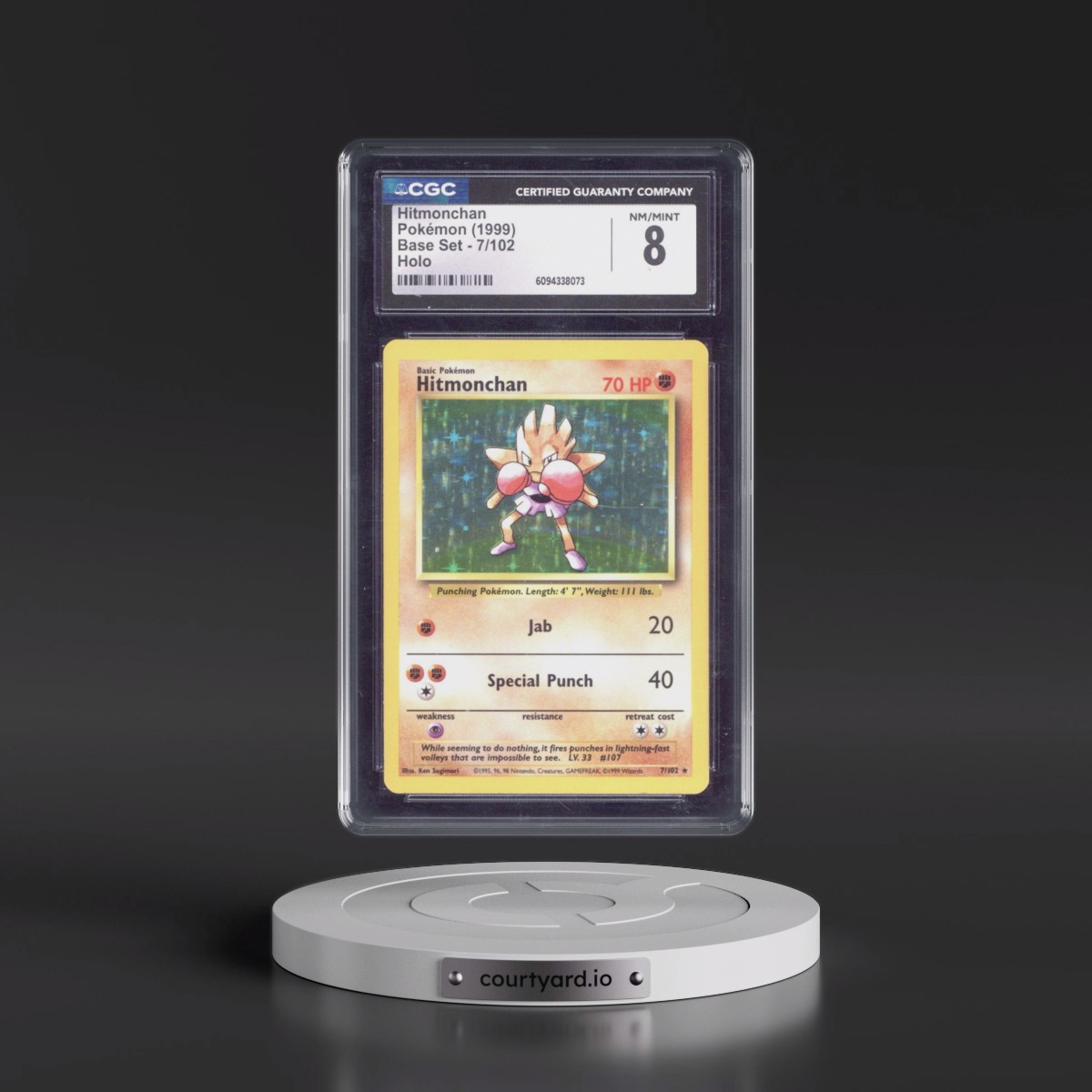 1999 Base Set #7/102 Hitmonchan - Holo (CGC 8 NM-MT)