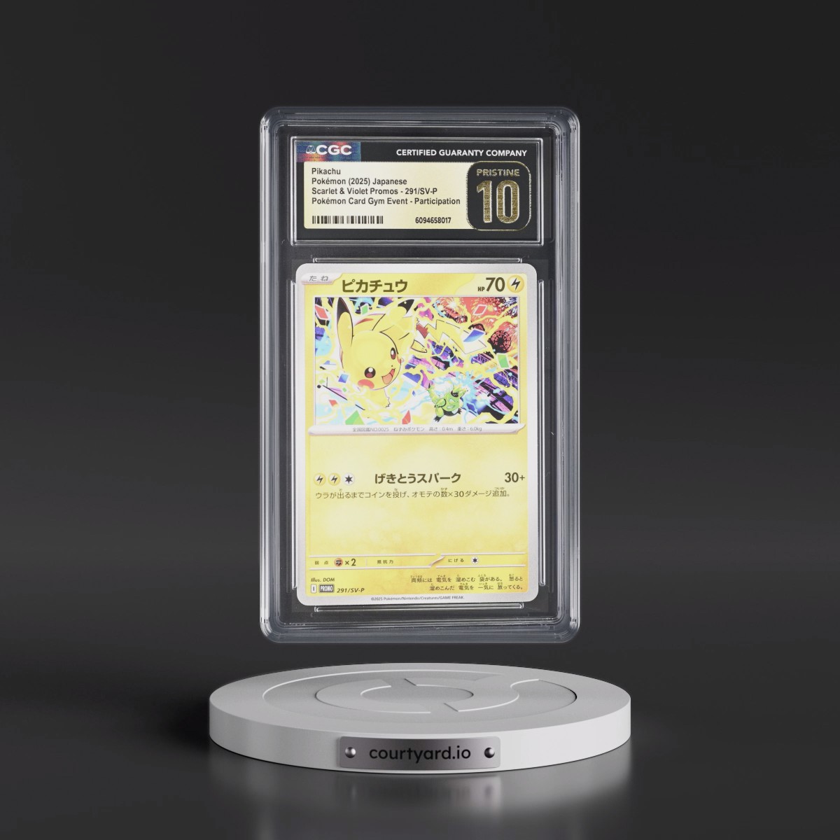 2022 Scarlet & Violet Promos #291/SV-P Pikachu - Pokémon Card Gym Event Participation (CGC 10 PRISTINE)