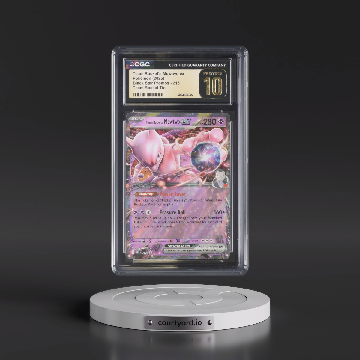 2023 Black Star Promos - Scarlet & Violet SVP EN #216 Team Rocket's Mewtwo ex - Team Rocket Tin (Holo) (CGC 10 PRISTINE)