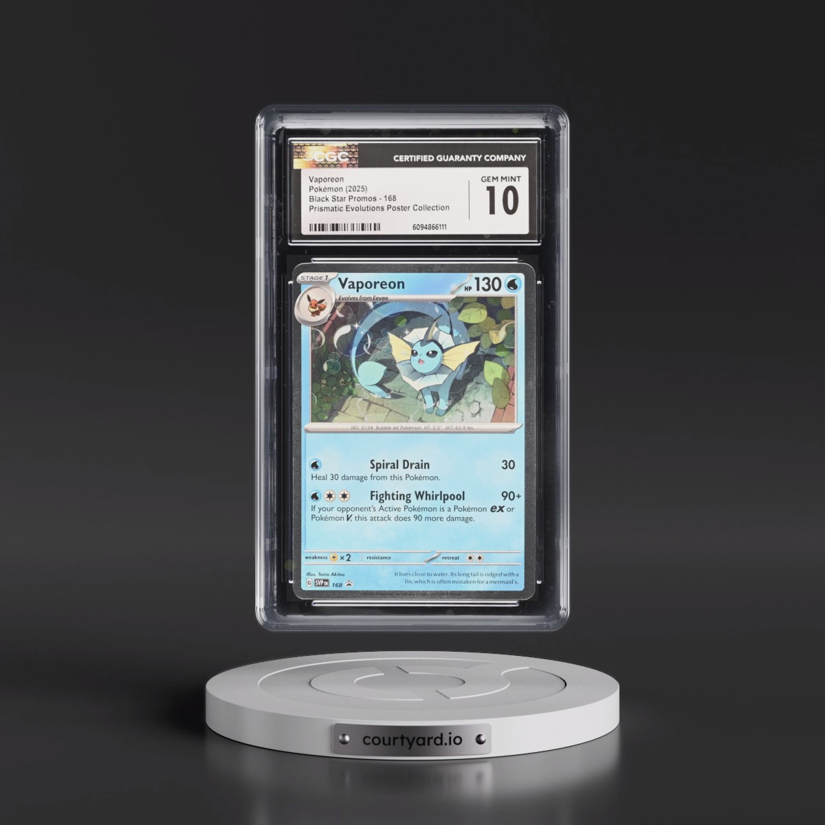 2023 Black Star Promos - Scarlet & Violet SVP EN #168 Vaporeon - Prismatic Evolutions Poster Collection (Cosmos Holo) (CGC 10 GEM MINT)