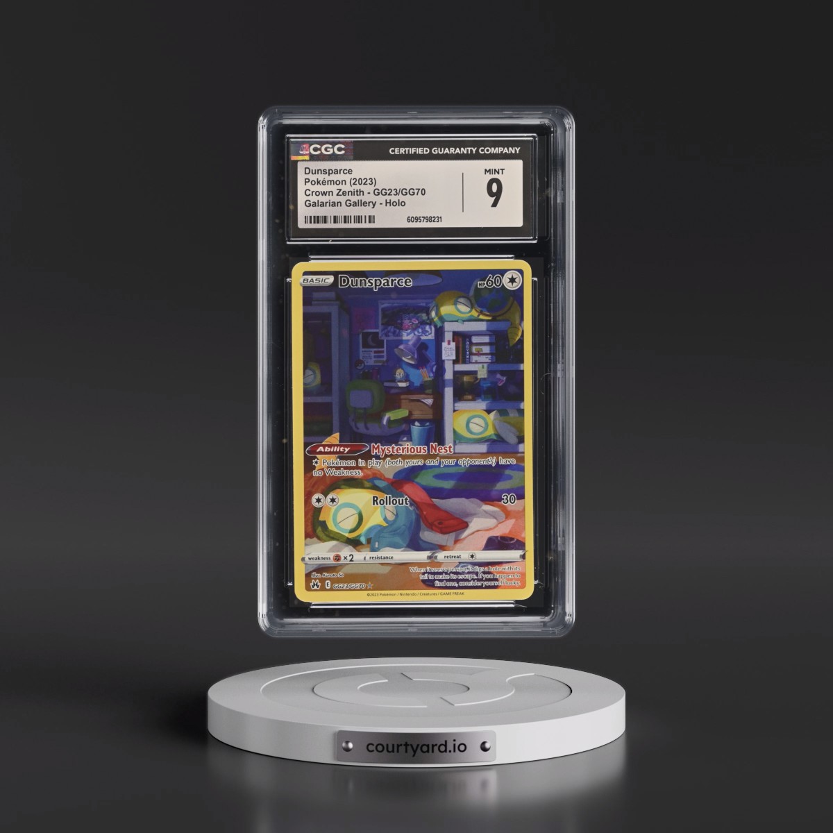2023 Crown Zenith #GG23/GG70 Dunsparce - Galarian Gallery Holo (CGC 9 MINT)