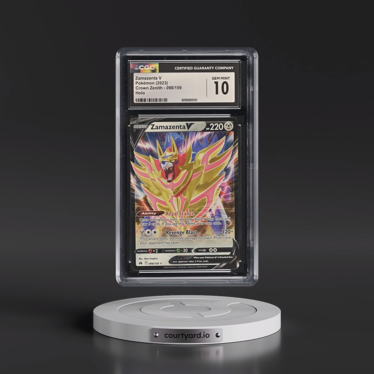 2023 Crown Zenith #098/159 Zamazenta V - Holo (CGC 10 GEM MINT)