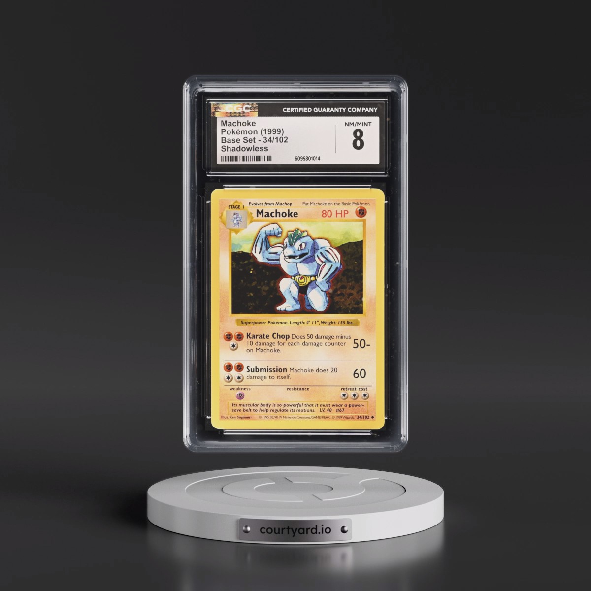 1999 Base Set #34/102 Machoke - Shadowless Shadowless (CGC 8 NM-MT)