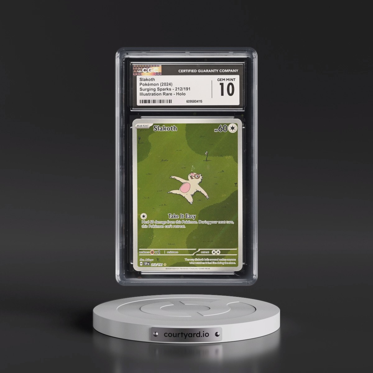 2024 Surging Sparks - SSP EN #212/191 Slakoth - Illustration Rare Holo (CGC 10 GEM MINT)