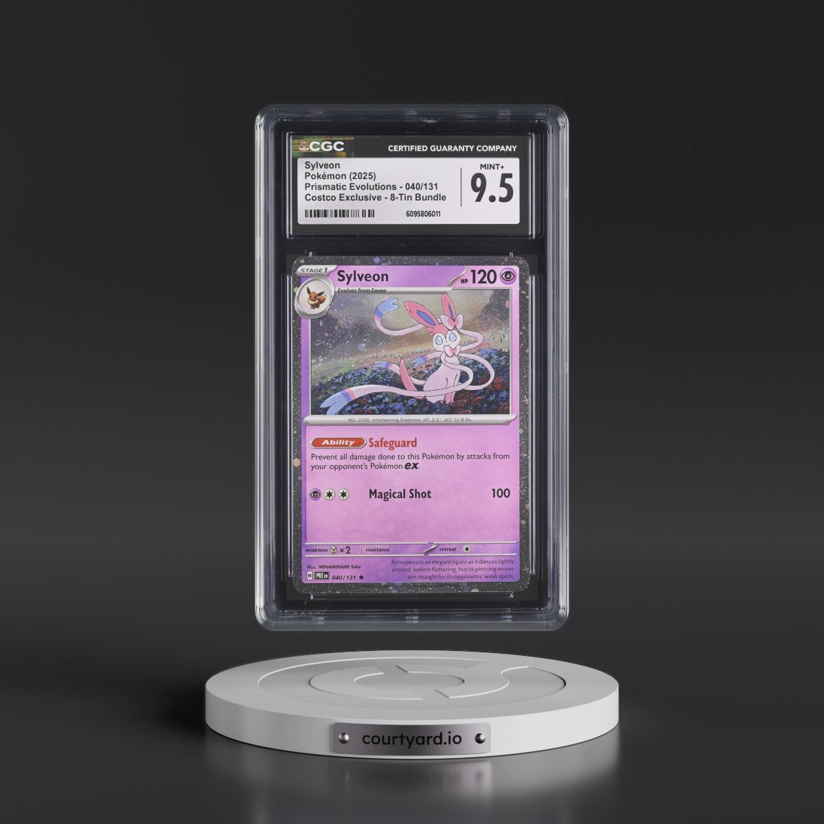 2024 Prismatic Evolutions - PRE EN #040/131 Sylveon - (Cosmos Holo) Costco Exclusive 8-Tin Bundle (CGC 9.5 MINT+)