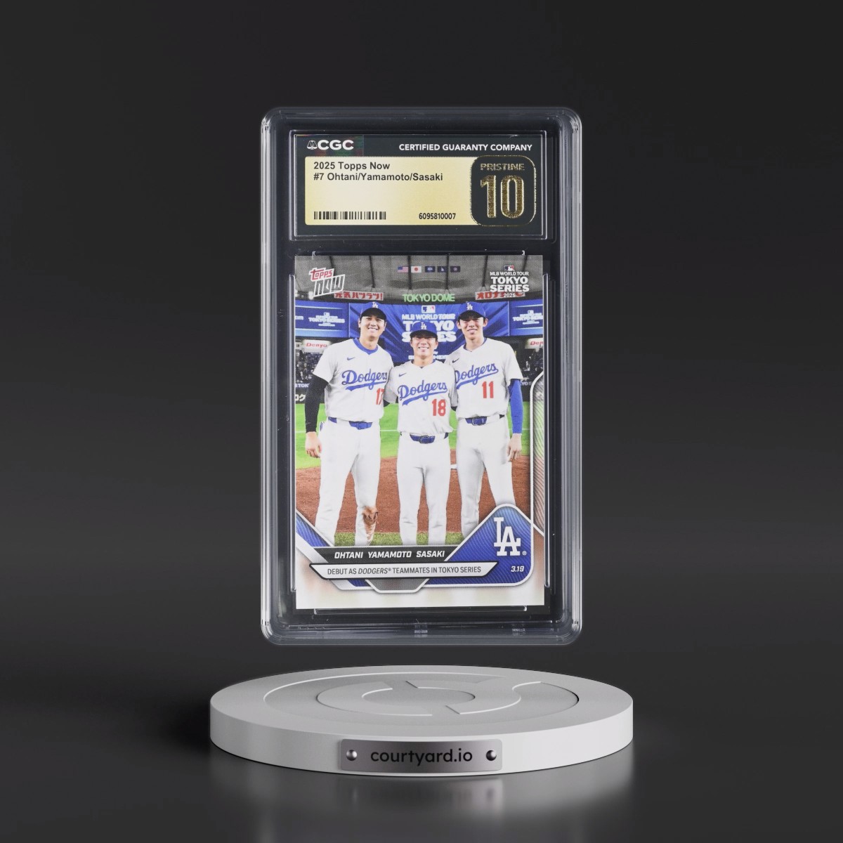 2025 Topps Now #7 Roki Sasaki/Shohei Ohtani/Yoshinobu Yamamoto (CGC 10 PRISTINE)
